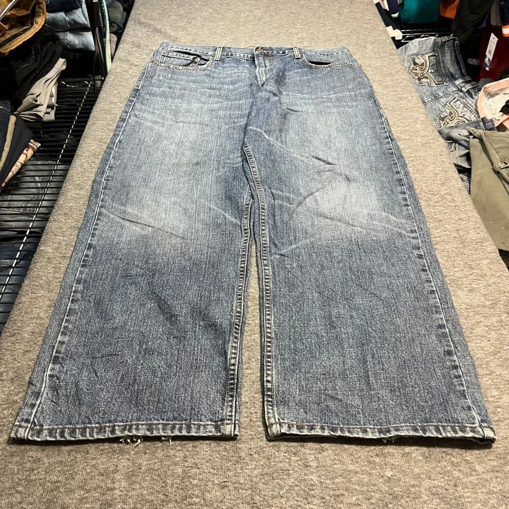 Levis 569 Loose Straight Leg Jeans Blue Denim Mens 38x32 Distressed 00569-0162